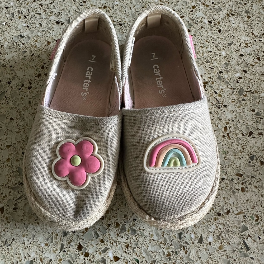 Carter's Kids Shoes - Gray with Pink Flower and Rainbow